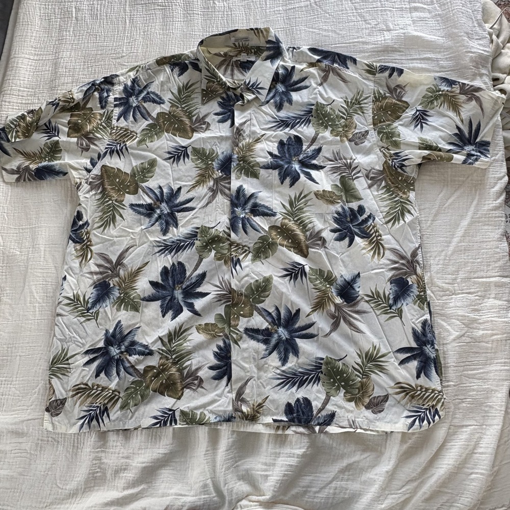 VTG Pierre Cardin Shirt Tropical Floral Cotton Multicolor Hawaiian Tall 2XLT
